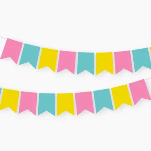 Banderin rosado, celeste y amarillo