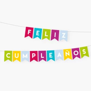 Feliz Cumpleaños banderín colores