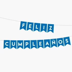 Feliz Cumpleaños banderín azul